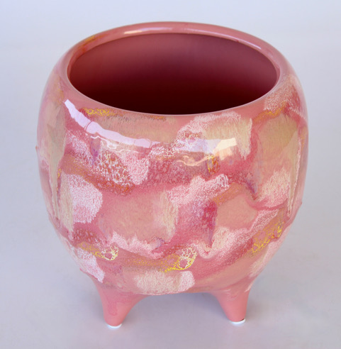 Pink Ceramic Planter On Feet